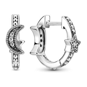 Pandora Jewelry Pave Heart Hoop Cubic Zirconia Earrings in Sterling Silver