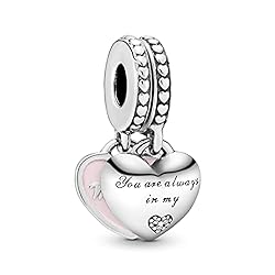 PANDORA Jewelry Mother and Daughter Hearts Dangle Cubic Zirconia Charm