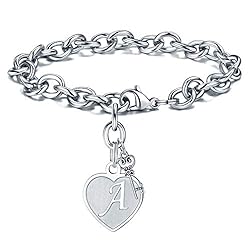 M MOOHAM Heart Initial Bracelets for Women Gifts