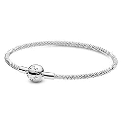 Pandora Moments Mesh Bracelet - Sterling Silver Charm Bracelet for Women - Compatible Moments Charms - Features Sterling Silver - Gift for Her