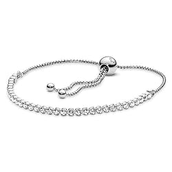PANDORA-Jewelry-Sparkling-Slider-Tennis Cubic Zirconia Bracelet in Sterling Silver